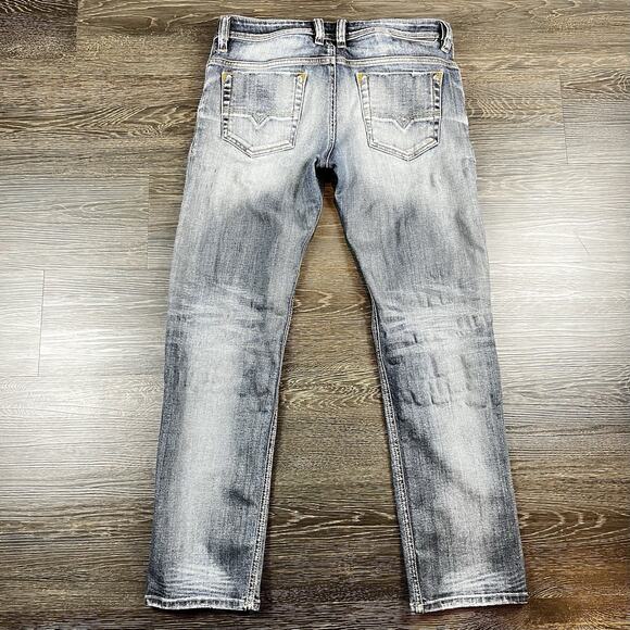 Diesel Safado Jeans Mens 31x30 Medium Wash Distressed Slim Straight Button Fly - Picture 2 of 16